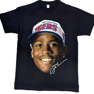 Allen iverson big face tshirt nba basketball black tee cotton